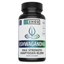 Zhou Ashwagandha - Ashwagandha un Rhodiola sievietēm un vīriešiem, Adaptogen Ashwaganda ekstrakts 1200 mg ar melnajiem pipariem, Adaptogenic Support Papildinājums Calm, Mood, Miega - 60 Vegan kapsulas