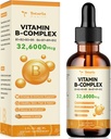 B vitamīna komplekss Šķidrums ar 8 Essential B Vitamīniem - Tiamīns, Riboflavīns, niacīns, pantotēnskābe, piridoksīns, botīns, folika, metilkobalamīns - 2 Fl. Oz.