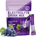 Elektrolītu pulvera paketes - bez cukura, dabiski aromatizēti, 10 Elektrolītu un vitamīnu Elektrolītu maisījums - Vīnogu Flavors, Keto Friendly, Vegāns, Ne-ĢMO, 18 Paketes