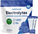 Nutricost Elektrolītu pulveris Hidrēšanas paketes (zils aveņu, 40 Servējumi) Zems Calorie Keto Elektrolīti Saldināts ar Stevia - ne-GMO, bez lipekļa un bez cukura