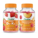 Dzīvotspējīgs vitamīns D3 + vitamīns K2 + Magnijs 85mg, Gumijas Bundle - Great Tasting, Vitamīnu Papildinājums, Bez lipekļa, Bez ĢMO, Košļājamā gumija