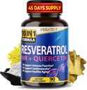 VEGATOT 10 in 1 augsta stipruma resveratrols ar Quercetin Veselīgi novecojot Imūns smadzeņu Boost locītavu atbalsts (90 skaitīšana (1. iepakojumā))