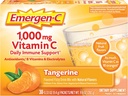 Emergen-C 1000mg C vitamīna pulveris, ar antioksidantiem, B vitamīniem un elektrolītiem, C vitamīna piedevas imūnās uzturvielas, kofeīns bez dzirkstošo dzērienu maisījums, tanžerīni Flavor - 30 Count