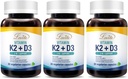 Lovita K2 vitamīns + D3, 400 SV Vegan D3 vitamīns un 120 μg K2 vitamīns (MK-7), 2 pēc 1 formulas, imūno vitamīnu komplekss, uztur Jūsu sirdi, zobus un imūnās funkcijas, 30 veģetārās kapsulas (3. iepakojumā)