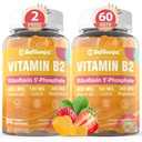Vitamīns B2 Gumijas; Riboflavīns 400 mg pieaugušajiem un bērniem; magnijs un CoQ10 enerģijas un migrēnas mazināšanai; B2 vitamīns; B2 vitamīns; B; neĢMO; vegans; 120 skaitļi