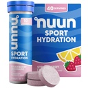 Nuun Sport Elektrolītu tabletes ar magniju, kalciju, kāliju, hlorīdu un nātriju, bez glutēna un vegānu, zemeņu citronādi, 4 iepakojumi (40 Kalpo kopā)