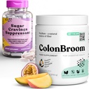 ColonBroom Psylium Husk pulvera Cukurs Craving Suppressant - Hroma Picolinate 200mcg, 2 Vienības - Colon Cleanser Fiber papildinājums (50 Kalpo) + Cukura Craving Suppressant (60 Kalpo)