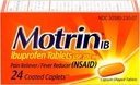 Motrin IB, Ibuprofēns 200 mg tabletes drudža, muskuļu sāpes, galvassāpes un sāpes mugurā atvieglošanai, 24 Ct