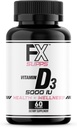 FXSUPPS D3 vitamīns 5000 SV (1 iepakojums, 60 Viegli norīt softgelus)     ) Veselības un labsajūtas uztura bagātinātājs vīriešiem un sievietēm  ) Holekalciferols, Labākais kaulu, sirds veselības, imūnās sistēmas, plaušu funkcijas