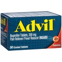 Advilas sāpes Reliver un drudzis Samazinātājs, Ibuprofēns 200 mg sāpju atvieglošanai - 50 apvalkotās tabletes