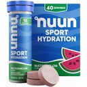 Nuun Sport Elektrolītu tabletes ar magniju, kalciju, kāliju, hlorīdu un nātriju, bez glutēna, arbūzu, 4 iepakojumi (40 Servē kopā)