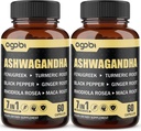 2 Iepakojumi 60 Kapsulas - 8050mg Ashwagandha ekstrakta papildinājums - 7in1 ar Grieķu, Maca, Turmeric, Rhodiola, Ingver & Black Pepper - Stiprums, Imūnās & Enerģijas Atbalsts - 4 Mēnešu Piedāvājums