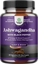Organic Ashwagandha Root Powder 60 Kapsulas - Ashwagandha ar melno piparu ekstrakta pulvera piedevas relax, miega un imūno atbalstu sievietēm un vīriešiem - Organic Vitania Somnifera Root bagātinātāji