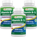 Labākā daba B-12 vitamīns kā metilkobalamīns (metil-B12), 6000 μg 120 tabletes lietošanai zem mēles (120skaits (3. iepakojums))