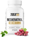 Resveratrol kapsulas 600mg uz vienu apkalpo, spēcīgs antioksidants uztura bagātinātāji kapsulas, 60 kapsulas 1 pudele, izgatavots ASV