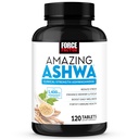 FORCE FACTOR Amazing Ashwa, KSM-66 Ashwagandha Papildinājums stresa atvieglošanai, Fokuss, Atmiņa, Imūnsupport, ar vitamīniem, minerālvielas un antioksidanti, Cortisol bagātinātāji sievietēm, 120 tabletes