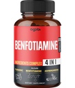 agobi 4in1 Benfotiamīna papildinājums - 2 mēneši, lai gremošanas, enerģijas ražošanas un imūnās - Plus Turmeric Curcumin Saknes, Ashwagandha Root & Organic Gymnema Sylvestre - 120 kapsulas