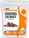 BulkSupplements.com Guarana Extract Powder - Dabīgs kofeīna papildinājums, no Guarana Seed, Guarana Powder - bez lipekļa, 800mg uz vienu Kalpotāju, 1kg (2.2 mārciņas) (1. iepakojums)
