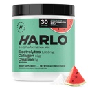 Harlo - Arbūzs Sāls Elektrolītu Dzēriens Mix w/Bovine Collagen & Creatine - Kreatīna monohidrāts Pulveris - Enerģijas Dzēriens Pulveris - Pirms treniņa Pulveris - Bezcukura Enerģijas Dzērieni - Pēc treniņa Rekuperācija
