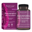 Reserveage Beauty, Resveratrol 500 mg ar Pterostilbene, Antioksidants Papildinājums Imūnsupport & Heart Health, Atbalsta Veselīga novecošana, Paleo, Keto, 60 Kapsulas (60 Servējumi)