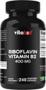 Vitamīns B2 (riboflavīns) 400 mg 240 Veģetārās kapsulas - atbalsta šūnu enerģija un sarkano asins šūnu ražošana