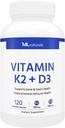 ML Naturals K2 vitamīns + D3 120 Augu kapsulas, NSF-sertificēts un cGMP-kompliants