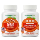 Bērniem Dzelzs 10mg + C vitamīns Košļājamās vielas + D3 vitamīns 1000 SV Košļājamo vielu bariņš