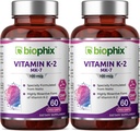 Biophix K2 vitamīns MK-7-100 μg 60 Vkapsulas 2 iepakojumi - atbalsta spēcīgus kaulus Imūnā veselība