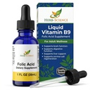 Šķidrs vitamīns B9 Folijskābes papildinājumi - VIT B pilieni smadzeņu un gremošanas funkcijas, aknu atbalsts - bez lipekļa, ne-GMO, vegans - uztura papildinājums pieaugušajiem - 1 fl. oz.