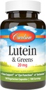 Carlson - Lutein & Greens, 20 mg, Vision Support & Acu funkcija, Antioksidants, 180 Veģetārās kapsulas