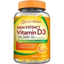Ārsta receptes D3 vitamīns 10000 SV, kauli, zobi un imūnās sistēmas atbalsts, ne-ĢMO, nav želatīna, lipekļa vai sojas, 120 Veģetāriskie softgeli