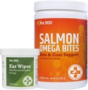 Pet MD Ausu Wipes un Lašu omega Bites