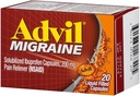 Advil Migrēna Sāpes Reliver, Solubilized Ibuprofēns 200mg, 20 Skaits, Šķidri Pildītas Kapsulas, Spēcīga Migrēna Relief