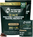 Uzturs uz Go Whey Olbaltumvielas Izolāts Paketes ar kreatīnu – 25g Olbaltumvielas + 5g Kreatīns – Viena Serve Travel Olbaltumvielu Pulveris – Šokolāde (30-Iepakojums)