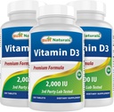 Labākais dabas D3 vitamīns 2000 SV (50 μg) - 100 tabletes - 100 dienu piegādes - palīdz atbalstīt imūno veselību, spēcīgu kaulu un zobu, & muskuļu funkcijas (100 Skaits (Iepakojums 3))