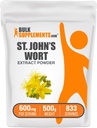 BulkSupplements.com St. John's Wort Extract - divšķautņu asinszāles papildinājums, augu izcelsmes papildinājums kokam - Vegāns un glutēns bez, 600mg uz vienu Kalpotāju, 500g (1,1 mārciņas) (1. iepakojums)