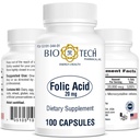 Bio-Tech Pharmacal Folijskābe (20mg, 100 Skaits)