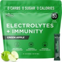 Keto Vitals Bezcukura Elektrolīti Pulveris ar C vitamīnu, ingveru, kurkuma, & plūškoka - Boost Jūsu Imūnsistēmu un rehidratizēt Jūsu ķermeni - zaļā ābolu Flavor, 30 Count