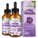 Liposomālie Ashwagandha Liquid Drops 2000mg, Ashwagandha Root Extract Papildinājums (7% Witanolides) ar Black Pepper Extract & Probiotics priekš Focus, Cognition & Energy - 4 FL.OZ (2 pudeles)