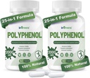 25-in-1 Polifenoli Papildinājums, 2000MG Spēcīgi antioksidanti un polifenols vecuma aizsardzības, Polifenols Superfood, Quercetin, Resveratrol, Plant-Based & Energy, Imūnsupport, 120 kapsulas