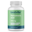 BESTVITE Pantothenic Acid 500mg (B5 vitamīns (240 Veģetārās kapsulas) - Nē Stearāti - Nē Želatīns - Nav kalcija silicāts - Vegāns - ne ĢMO - nesatur lipekli