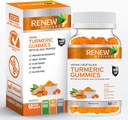 RENEW AKTĪVI Vegan Turmeric 130MG uz 2 Gumijas ar melno piparu pastiprinātai absorbcijai – Antioksidantu atbalsts un imūnā veselība – Great Tasting, Easy-to-Swalov Papildinājums, izgatavots Kanādā – 60 Gumijas