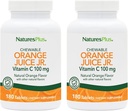 DabasPlus Orange Suice Jr. - Iepakojums ar 2, 180 košļājamām tabletēm - 100 mg C vitamīna - Veģetārs, bez lipekļa - 360 Kopējie pakalpojumi
