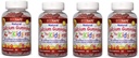 Koraļļa kalcija vitamīns D3 Kids Gummy, Dabīgs Ķiršu uzlējums, ne ĢMO, bez piena produktiem, bez sojas un želatīna - 300 mg kalcija un 800 SV D3-60 Gumijas vitamīna (4 iepakojumi)