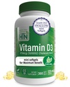 D3 vitamīns 5000iu 360 Mini softgeli maksimālajam pabalsta gadam Piedāvājums 125mcg Holekalciferols - 3rd Party Pārbaudīts Organiskā EVOO pakāpe 