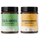 HERBAMAMA Sea Moss un Ashwagandha Kit - 1600 mg jūras moss ar Bladderwrack un Ashwagandha Root Gummies - Vegan, non-GMO, bez želatīna - 2 iepakojums