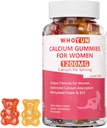 Kalcija Gumijas sievietēm 1200 mg, Unikāla formula ar Folātu, B6, B12, D3, Magnijs, Cinks, Kalcija citrāts Košļājams papildinājums kaulu, ādas veselība, 60 Skaits