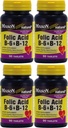 Mason Vitamīni Folijskābe B-6 & B12 Sirds veselība Formula 90 tabletes pudelē 4 kopā 360 tabletes