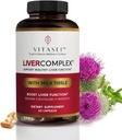 VITASEI Aknu tīrīt Detox & Remonts, aknu komplekss W/Milk Thistle Extract, Garcinia, Curcumin C3, Atbalsts augu uztura bagātinātājiem, Detox Formul sievietēm un vīriešiem, 60 kapsulas