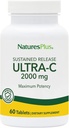 NaturesPlus Ultra-C 2000 mg - 60 tabletes - C vitamīns ar Rose Hips - Imūns un antioksidantu atbalsts - Veģetārs, bez lipekļa - 60 Kalpojumi